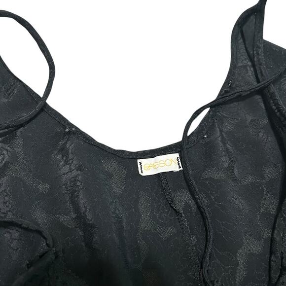 Sasson Vintage Black Jacquard Lingerie Romper - Picture 3 of 3